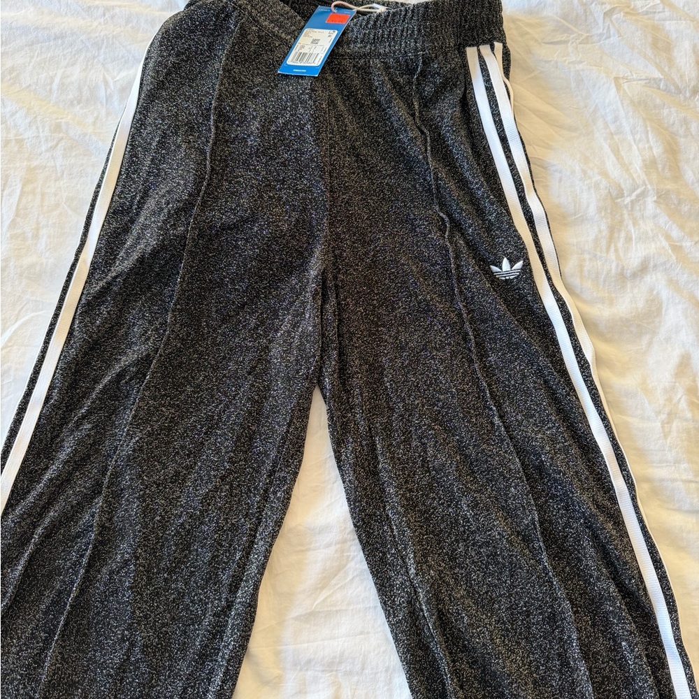 Adidas Kids Charcoal Joggers with White Stripes